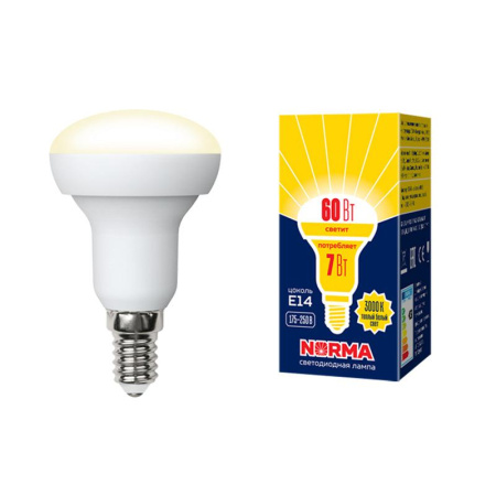 Лампа светодиодная LED-R50-7W/WW/E14/FR/NR Norma 7Вт матовая E14 (упак. картон)  UL-00003845