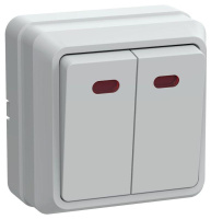 Выключатель 2-кл. ОП Октава 10А IP20 ВС20-2-1-ОБ с индикацией бел.  EVO21-K01-10-DC