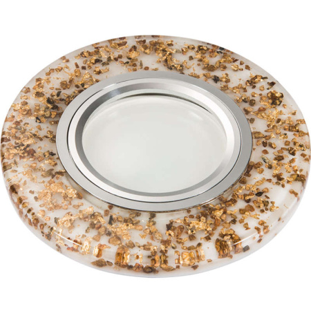 Светильник декоративный Luciole DLS-L108 GU5.3 CHROME/WHITE GU5.3 встраив. доп. светодиод. подсветка 3Вт без лампы основание метал. хром отделка полимерн. покрытие бел. с частицами цвета кофе  UL-00000359