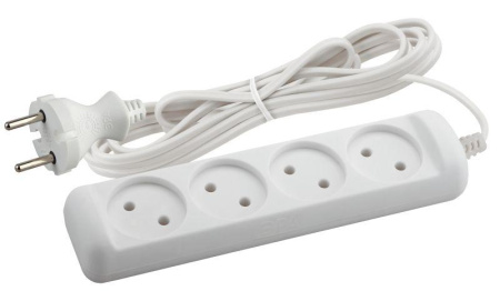 Удлинитель 4х3м без заземл. 6А IP20 UX-4-3m ШВВП 2х0.75  Б0038560