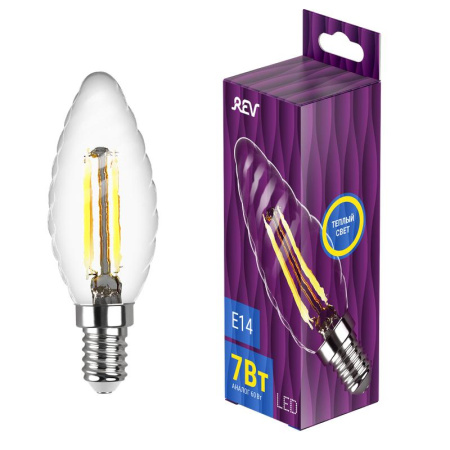 Лампа светодиодная филаментная PREMIUM (FILAMENT) 7Вт TC37 свеча витая 2700К тепл. E14 650лм  32431 7
