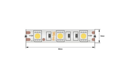 Лента светодиодная стандарт 5050 60LED/м 14.4Вт/м тепл. бел. 12В IP68 со скотчем 3М (уп.5м)  00-00009269