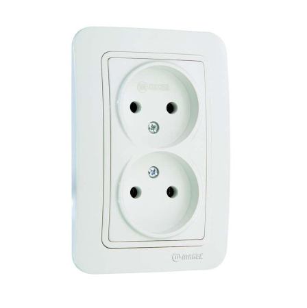 Розетка 2-м СП Lillium 16А IP20 без заземл. бел./бел.  70017
