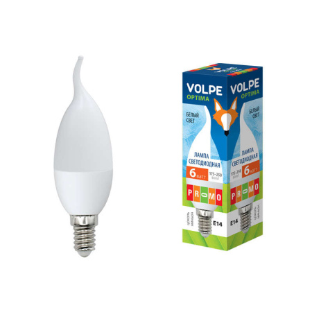 Лампа светодиодная LED-CW37-6W/NW 6Вт свеча на ветру 4500К бел. E14 450лм 175-250В  UL-00000307