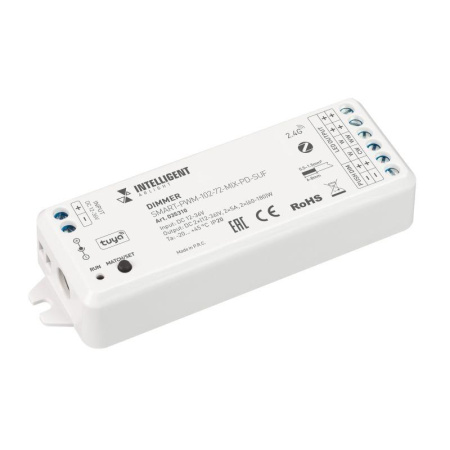 Диммер SMART-PWM-102-72-MIX-PD-SUF (12-36В 2х5А ZB 2.4G) пластик  035310