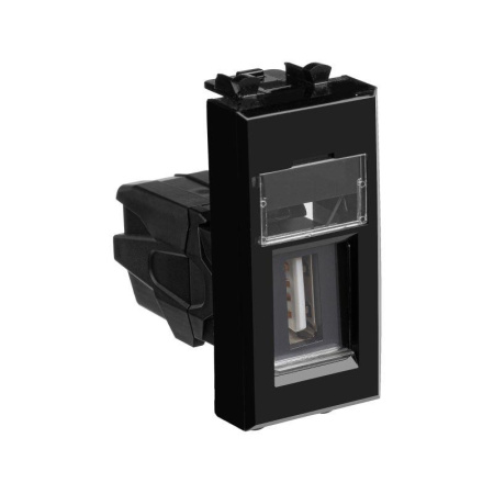 Розетка USB 1мод. Avanti "Черный квадрат" тип А-А модульная  4402401