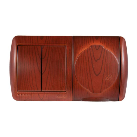 Блок Nata (розетка с заземл. с защ. крышкой + 2-кл. выкл.) вишня  710-0600-171