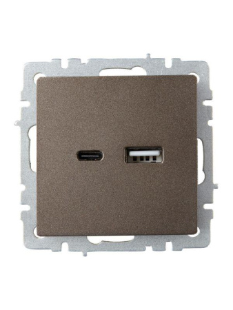 Розетка BRITE USB A+C 18Вт РЮ11-1-БрТБ механизм бронза  BR-U22-018-K45