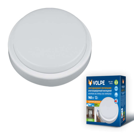 Светильник светодиодный ULW-Q211 12W/DW Sensor IP65 White Круг 12Вт 6500К 960лм d16см промышленный накладной влагозащ. опал. рассеив. с микроволнов. датчиком движения бел.  UL-00002737