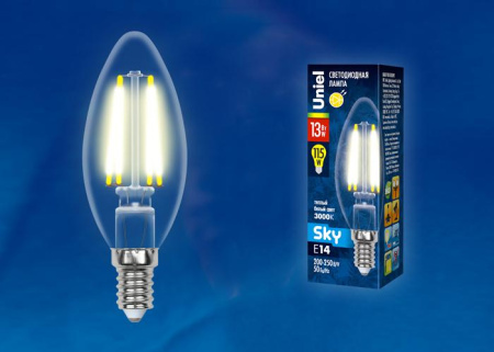 Лампа светодиодная LED-C35-13W/3000K/E14/CL PLS02WH  UL-00005899