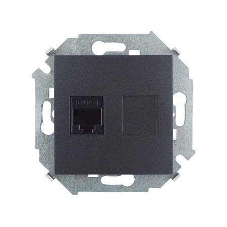 Розетка компьютерная RJ45 кат.5E AMP графит  1591551-038