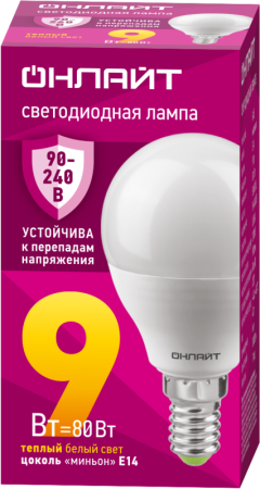 Лампа светодиодная 90 542 OLL-G45-9-230-2.7К-E14-FR PRO 90-240В  90542