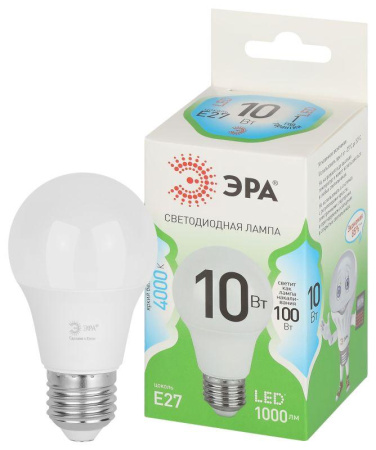 Лампа светодиодная GREEN LINE A60-10W-840-E27 GL E27 10Вт груша яркий свет бел.  Б0067135