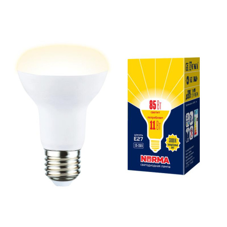 Лампа светодиодная LED-R63-11W/3000K/E27/FR/NR Norma 11Вт матовая 3000К тепл. бел. E27 (упак. картон)  UL-00005774