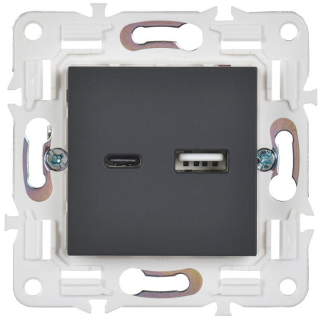 Розетка USB A+C 18Вт SKANDY SK-R13G графит  SK-U22-018-K53