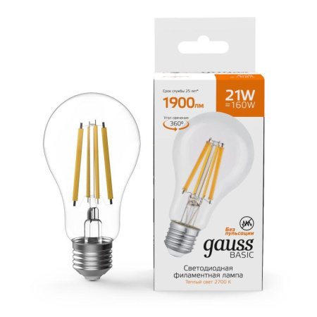Лампа светодиодная филаментная Basic Filament А70 21Вт 2700К Е27 1900лм  40712112