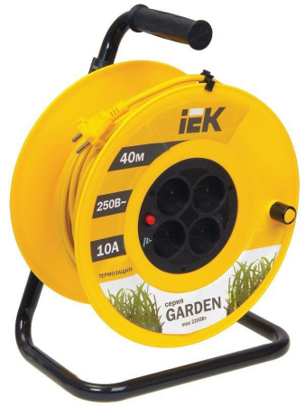 Удлинитель на катушке 4х40м без заземл. 10А IP20 Garden УК40 2х1 термозащита  WKP23-10-04-40