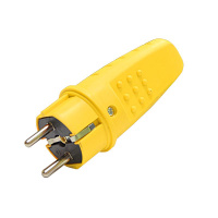 Вилка электрическая 1ф 16А 250В IP44 прямая однофазная каучук желт.  3089