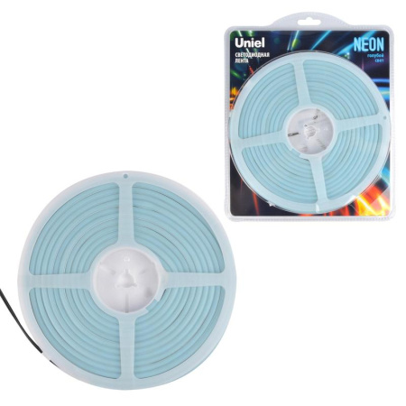 Лента светодиодная гибкая ULS-N01-2835-120LED/m-6mm-IP67-DC12V-9W/m-5M-LIGHTBLUE NEON (блист. 5м) свет голуб.  UL-00009091