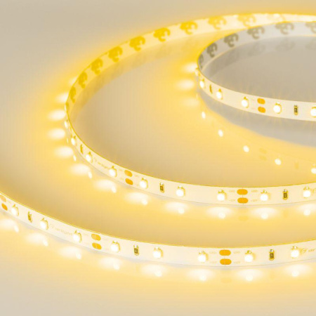 Лента светодиодная RT-A60-8mm 12V Yellow 4.8Вт/м IP20 2835 открытый (уп.5м)  010521(2)