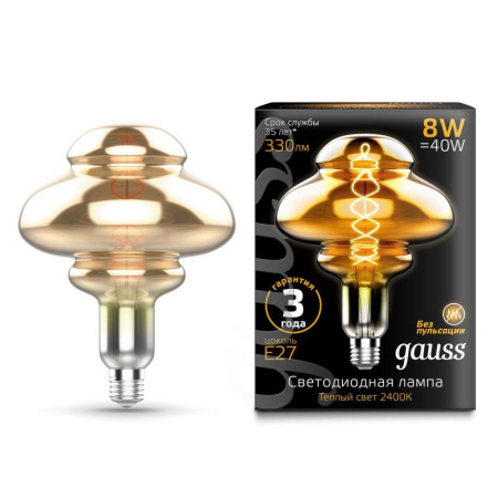 Лампа светодиодная филаментная Black Filament 8Вт BD160 тонированная 2400К тепл. бел. E27 330лм  162802008