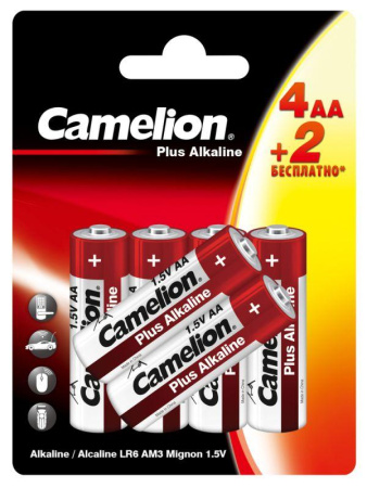 Элемент питания алкалиновый AA/LR6 1.5В Plus Alkaline 4+2LR6-BP 4+2 бесплатно промо (уп.6шт)  15308