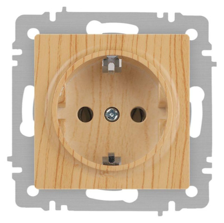 Розетка Accent 6-202-11 2P+E Schuko 16А-250В IP20 СУ сосна  Б0063706
