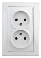 Розетка 2-м СП Plano 1-204-01 16А IP20 250В 2х2P бел.  Б0053904