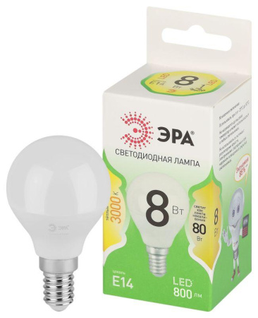 Лампа светодиодная GREEN LINE P45-8W-830-E14 GL E14 8Вт шар свет тепл.  Б0067007
