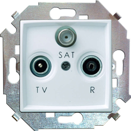 Розетка телевизионная одиночная TV/R/SAT 1-м СП  15 винтов. зажим механизм сл. кость  1591466-031