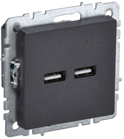 Розетка BRITE USB A+A 3.1А РЮ10-1-БрЧ механизм черн.  BR-U21-D31-K02