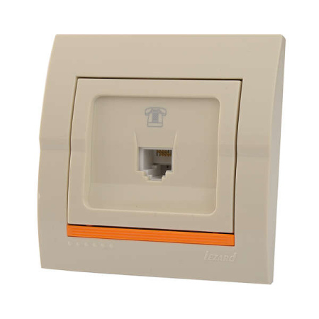 Розетка телефонная 1-м СП Deriy RJ11 16А IP20 евро стандарт крем.  702-0303-137