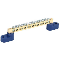 Шина "N" нулевая 6х9мм на двух угловых синих изоляторах 14 групп  11-2329