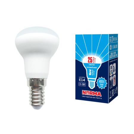 Лампа светодиодная LED-R39-3W/4000K/E14 /FR/NR Norma 3Вт матовая 4000К нейтр. бел. E14 (упак. картон)  UL-00005626