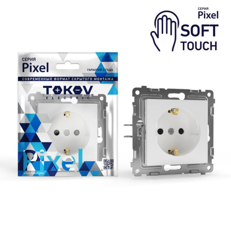Розетка 1-м СП Pixel 16А IP20 с заземл. механизм айс  TKE-PX-R1Z-C34