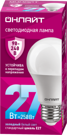 Лампа светодиодная 90 408 OLL-A60-27-230-6.5K-E27 (PRO 90-240В)  90408