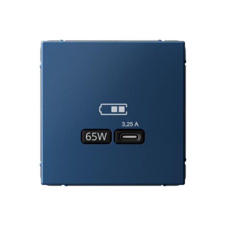 Розетка USB ArtGallery тип C 65Вт QC PD высокоскор. ЗУ механизм аквамарин SE GAL001127