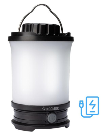 Фонарь аккумуляторный кемпинговый LED 10Вт съемн. аккум. Li-ion18650 2х2.2А.ч Power-bank USB-шнур  KOS604Lit