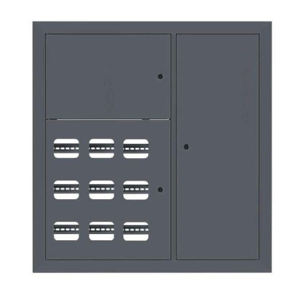 Щит этажный 9кв. RAL7016 3 окна в ряд по гориз. (1000х950х150) PROxima  mb29-v-9-ral7016-1