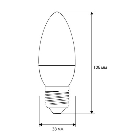 Лампа светодиодная LED-C35-9W-E27-6К Свеча 9Вт E27 6500К 172-265В  13172