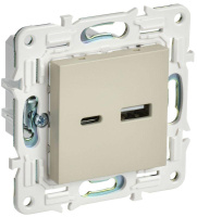 Розетка USB A+C 3.1А SKANDY SK-R14B беж.  SK-U22-D31-K10