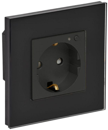 Розетка СП 16А WIFI+BLE стекл/р. защ. шторки iTEQ SMART черн.  IT-R16SFWBG-K02
