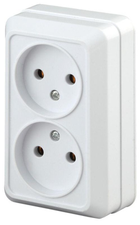 Розетка 2-м ОП Quadro 2-203-01 16А IP20 250В 2х2P бел.  Б0053792