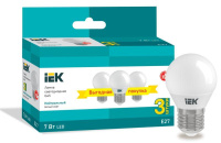 Лампа светодиодная 7Вт G45 шар 4000К нейтр. бел. E27 230В (уп.3шт)  LLE-G45-07-230-40-E27-3