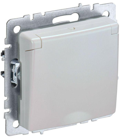 Розетка BRITE РСбш10-3-БрЖ 16А IP20 с заземл. защ. шторки с крышкой механизм жемчуж.  BR-R16-16-K36