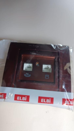Розетка компьютерная + телефонная 2-м Zena RJ45 кат.6 + RJ11 орех  500-012900-249