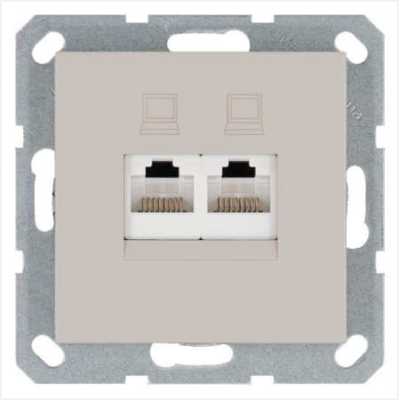 Розетка компьютерная 2-м RJ45 IP20 кат. 5E механизм тауп  G6106T