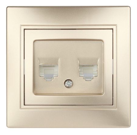 Розетка компьютерная 2-м СП Plano RJ45 шампань 1-304-04  Б0043244