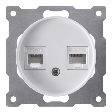 Розетка компьютерная 2-м СП Florence RJ45 кат.5E механизм бел. (1E20901300)  2172772