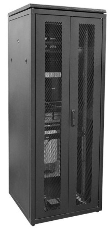 Шкаф сетевой LINEA N 28U 800х800мм распашная перф. передняя дверь задняя перф. черн.  LN05-28U88-2PP